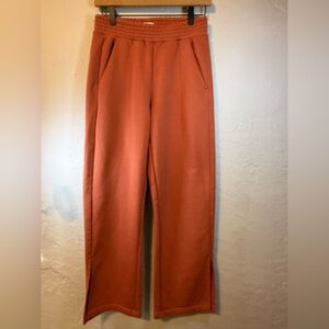 Pact organic cotton split hem orange sweatpants loungewear size small